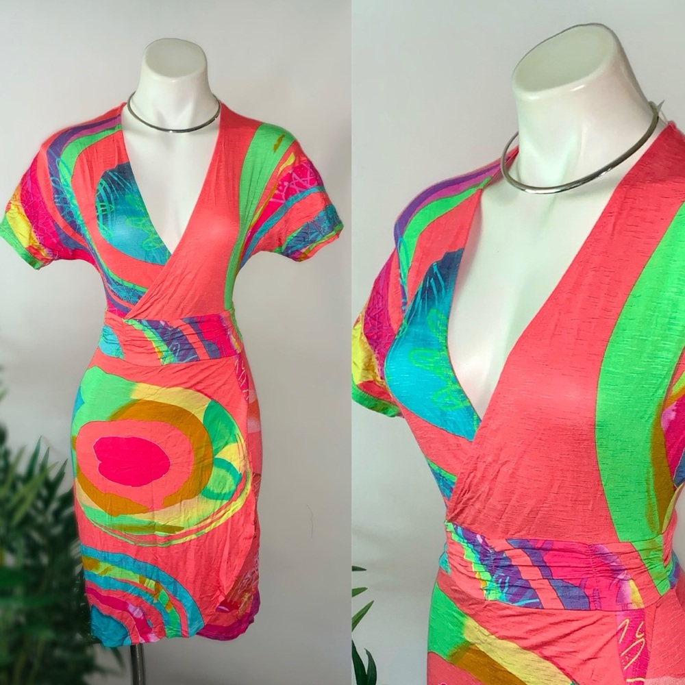 NWT Desigual Funky Artsy Fitted Wrap Dress - Picture 16 of 16